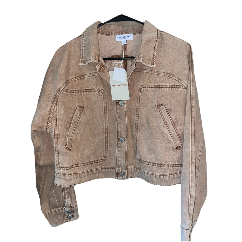 Ee: Some Women’s Brown Denim Button Up Jacket Sz M Long Sleeves NEW